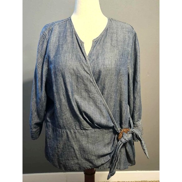 Coldwater Creek Woman’s Linen Blend Tie Blazer Size 2X - Picture 1 of 13